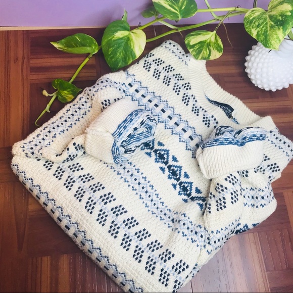 vtg vsco blue nordic oversized boyfriend sweater - Picture 2 of 8